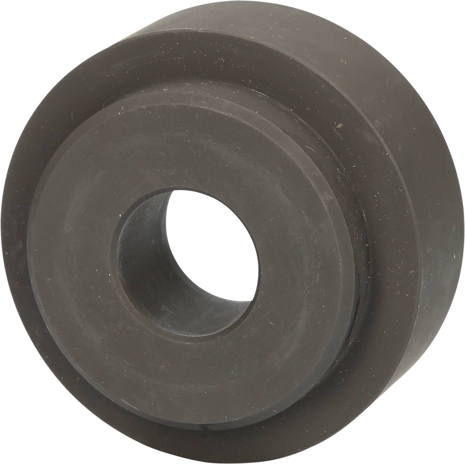 Ein schwarzes, rundes Radlager mit einem zentralen Loch, aus Kunststoff gefertigt. Geeignet für mechanische Anwendungen.