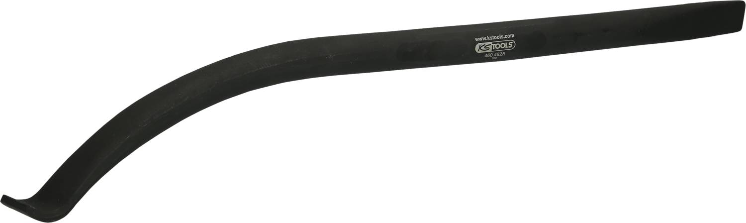 Ein schwarzer Montiereisenreifenheber mit gebogener Form, hauptsächlich verwendet zum Entfernen von Fahrradreifen von der Felge.