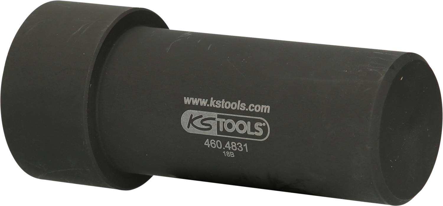 Ein schwarzer Zylinder aus Metall mit der Aufschrift 'www.kstools.com' und 'KS TOOLS 460.4831' in weißer Schrift.