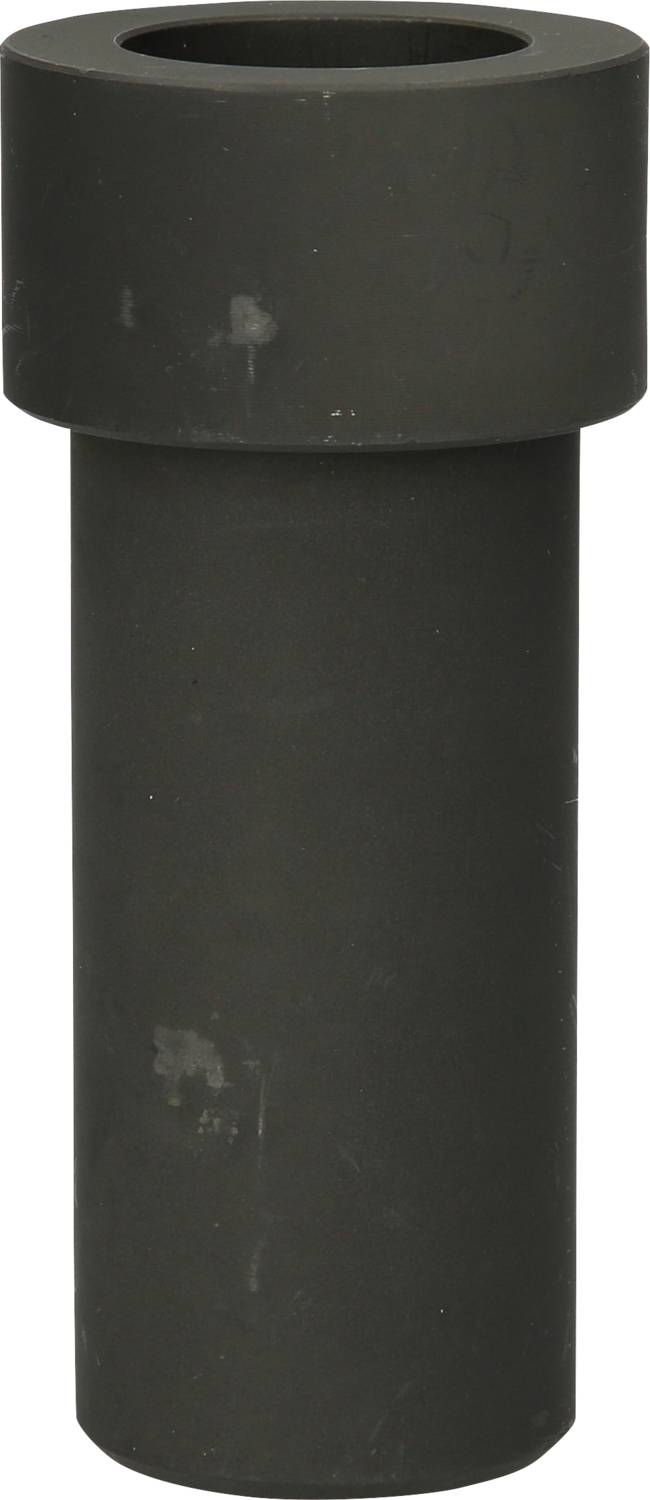 Ein schwarzes, zylindrisches Rohrstück mit einer breiteren, ringförmigen Öffnung oben. Es wirkt robust und könnte industriell genutzt werden.