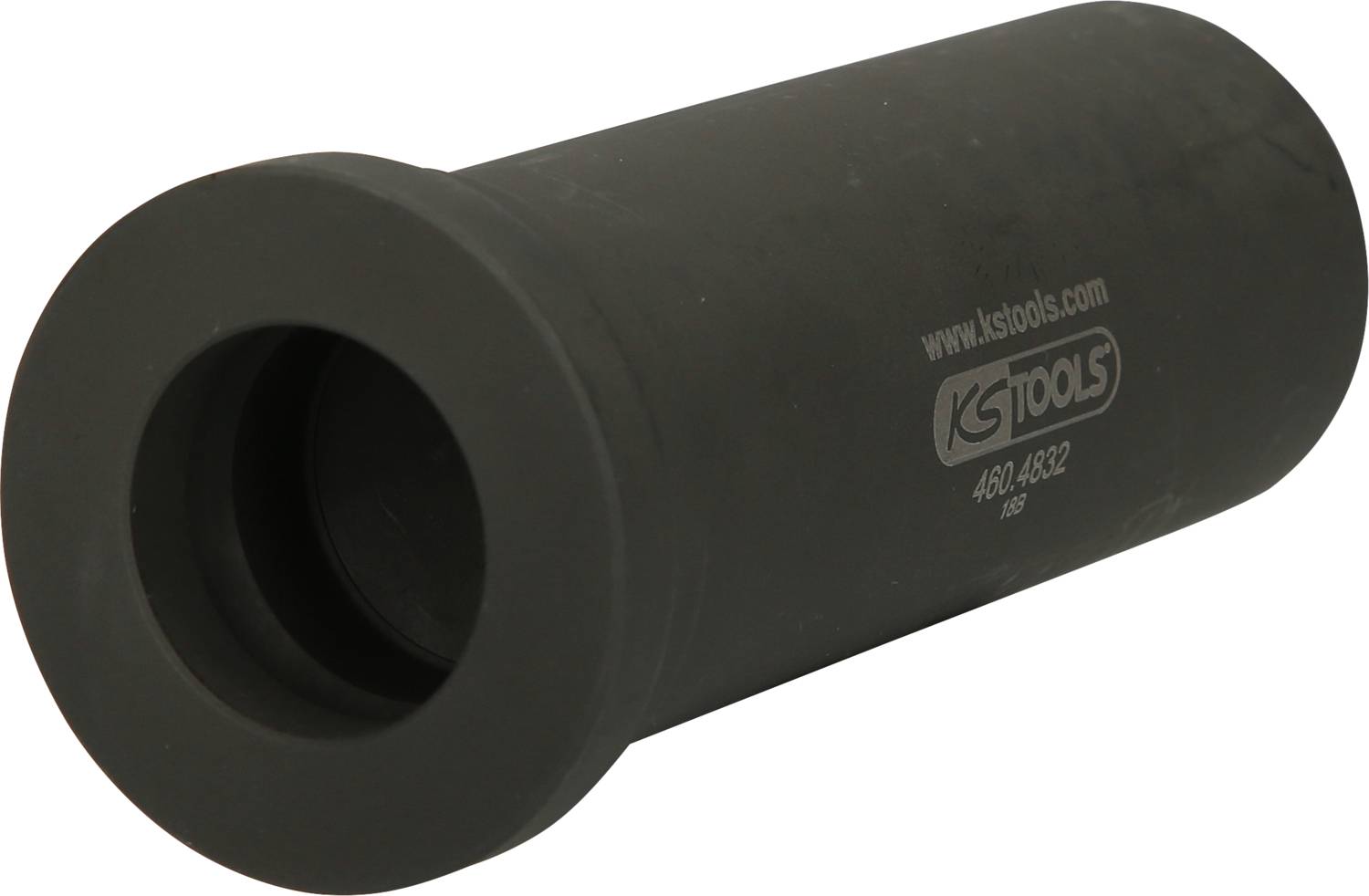 Zylinderförmige, schwarze Stecknuss mit der Aufschrift 'KS Tools' und Produktnummer; verwendet für Reifenwechsel-Werkzeuge.