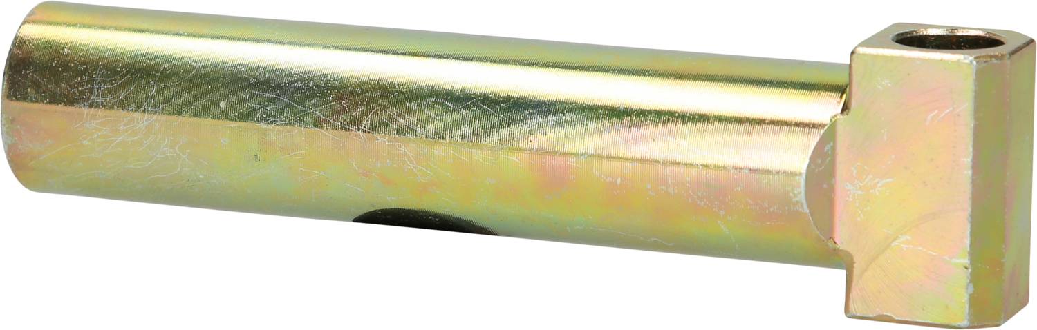 Metallisches Zylinderteil mit angeschweißtem rechteckigem Anschluss, möglicherweise ein mechanisches Bauteil oder Adapter.