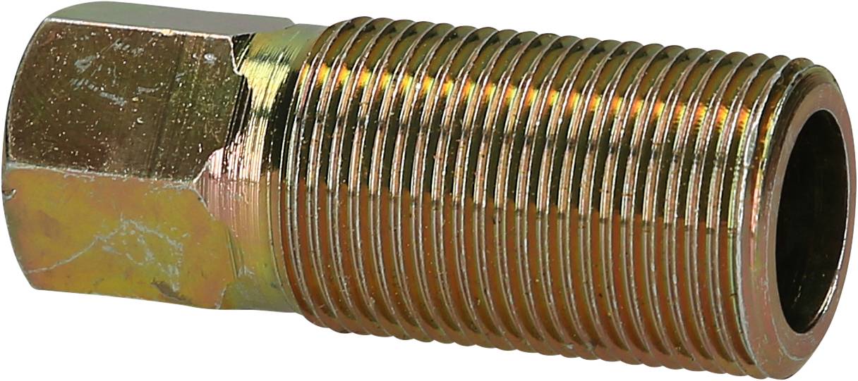 Metallischer Schraubverbinder mit Außengewinde, zylindrische Form, für hydraulische Anwendungen.