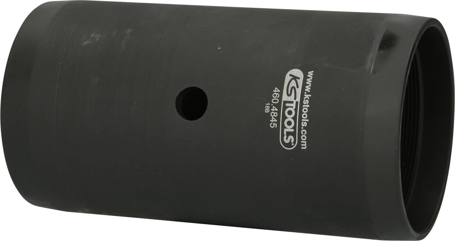 Schwarze Stecknuss mit Loch, Marke KS Tools, Modellnummer 460.4845, für technische Anwendungen.