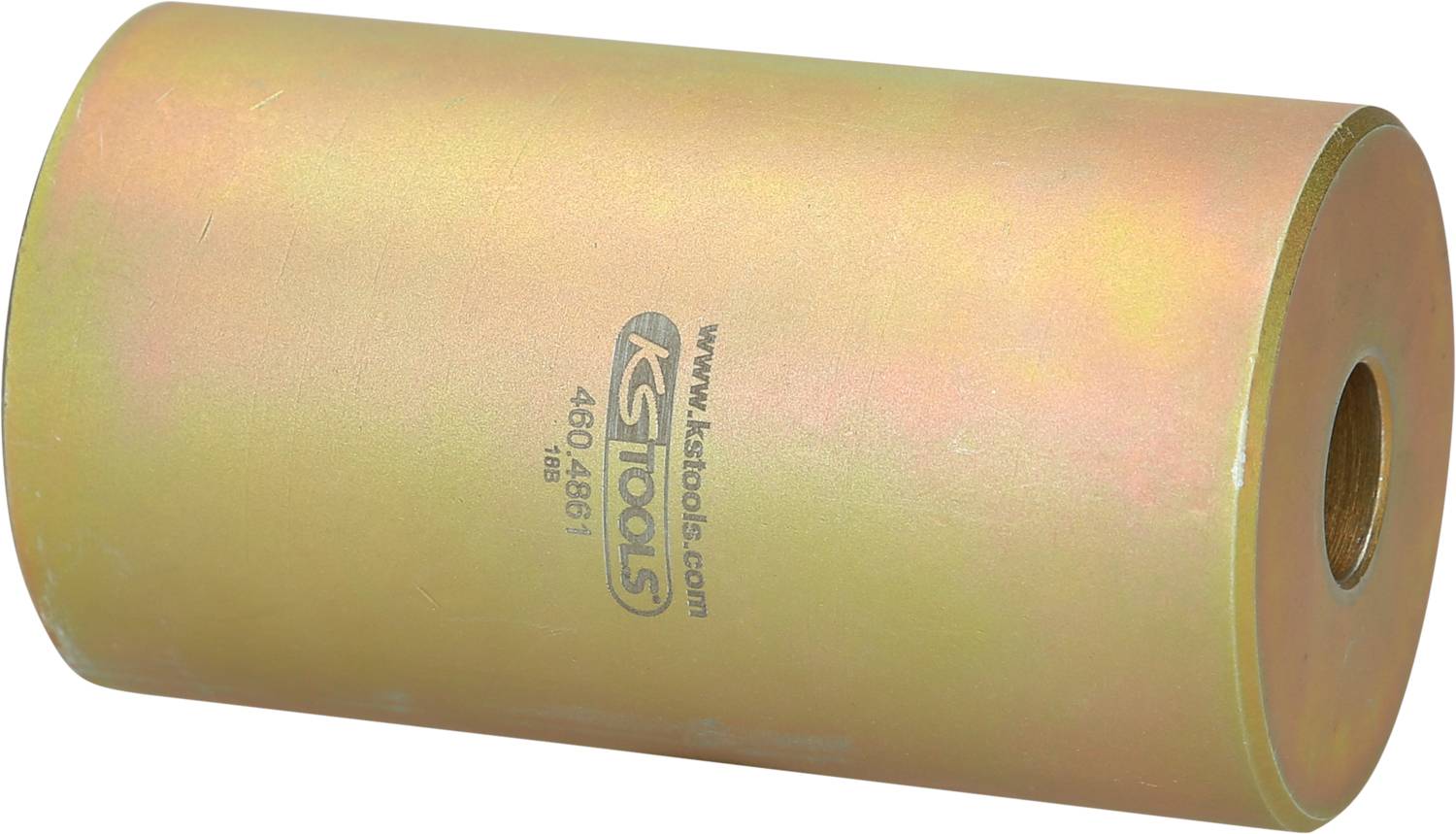 Zylindrisches Metallwerkzeug mit Herstellerlogo und Seriennummer 'KS Tools 460.4861'. Beidseitig offene Röhrenform.