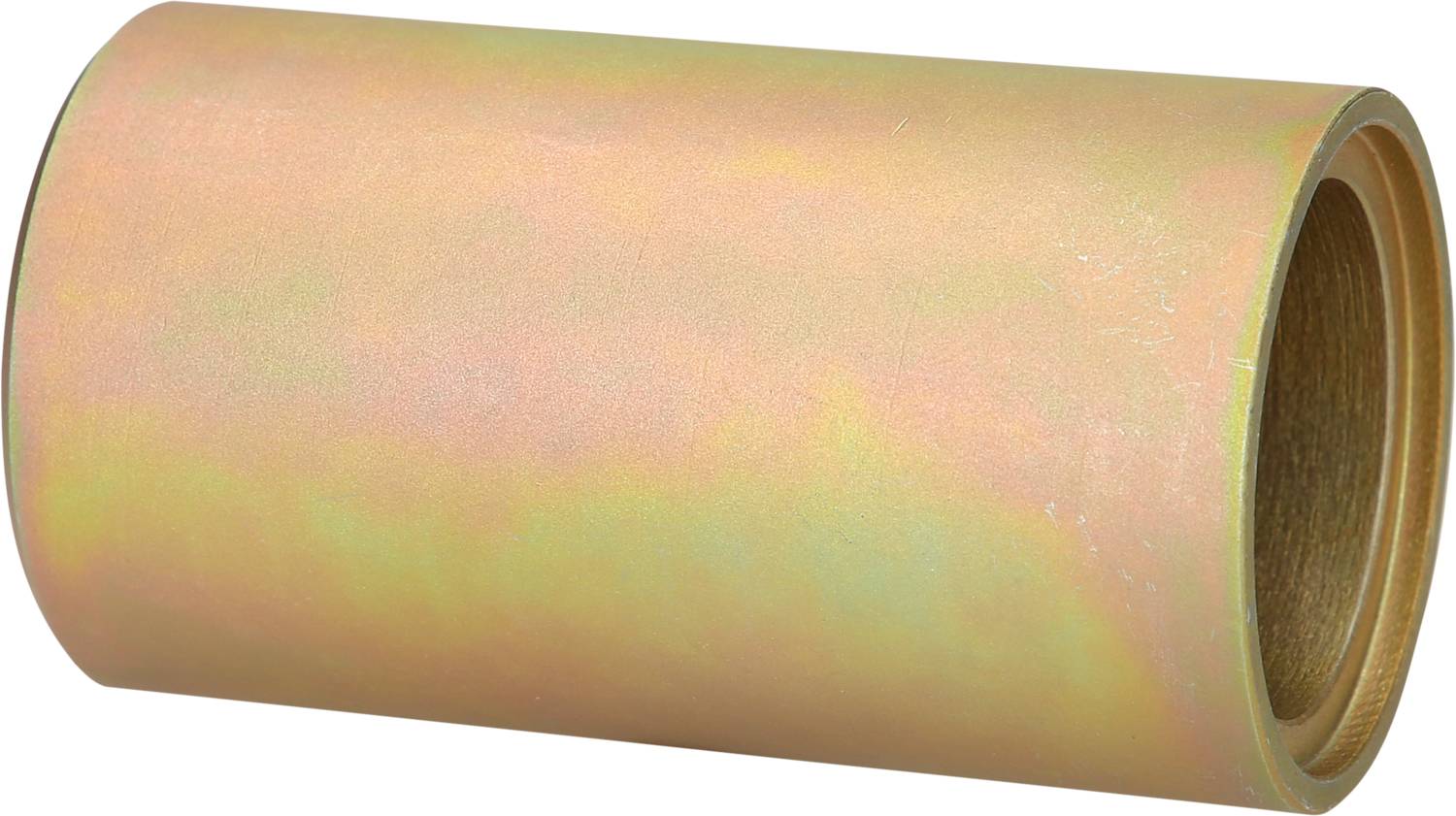 Zylindrisches Metallstück, goldfarben, mit leicht schimmernder Oberfläche. Verwendet möglicherweise als Adapter oder Verbindungsstück.