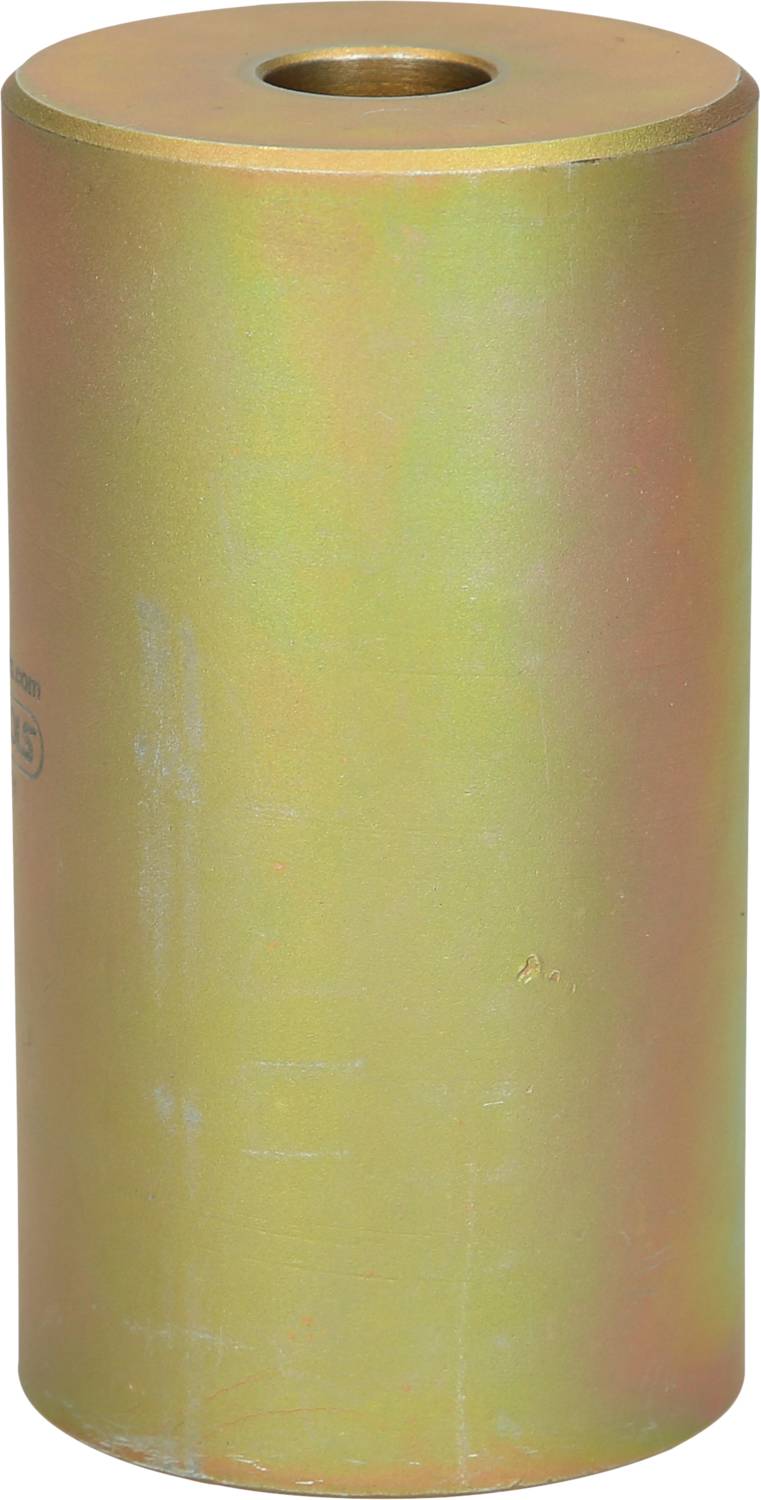 Zylindrisches Metallteil mit glatter, glänzender Oberfläche und einem Loch in der Mitte.