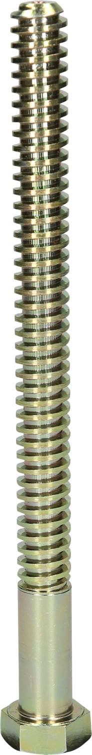 Metallschraube mit Sechskantkopf und durchgehendem Gewinde, vertikal ausgerichtet.
