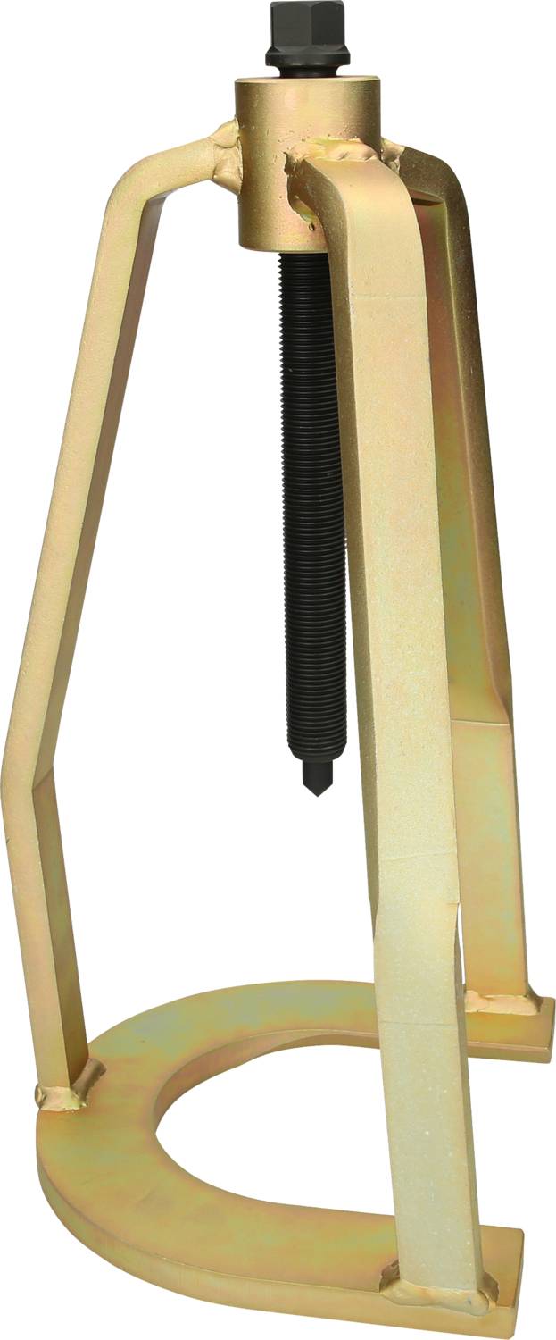 Ein mechanischer Abzieher mit drei Armen und Schraubmechanismus, verwendet zum Entfernen von Lagern oder Zahnkränzen in Maschinen.