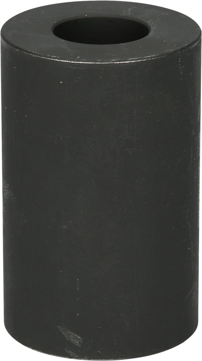 Ein schwarzer zylindrischer Hohlblock, vertikal aufgestellt.