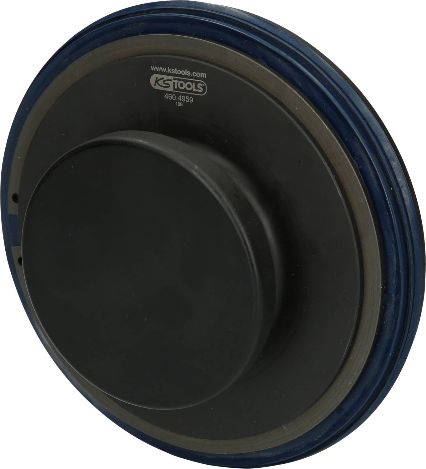 Schwarze Deckelplatte mit blauem Rand und der Aufschrift 'kstools.com', Produktcode '460.4956', von KS Tools.