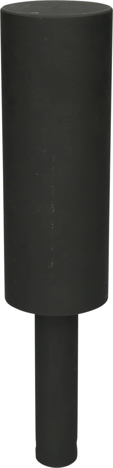 Eine schwarze, zylindrische Säule mit einer schmalen Basis. Sie steht senkrecht und hat eine glatte, matte Oberfläche.