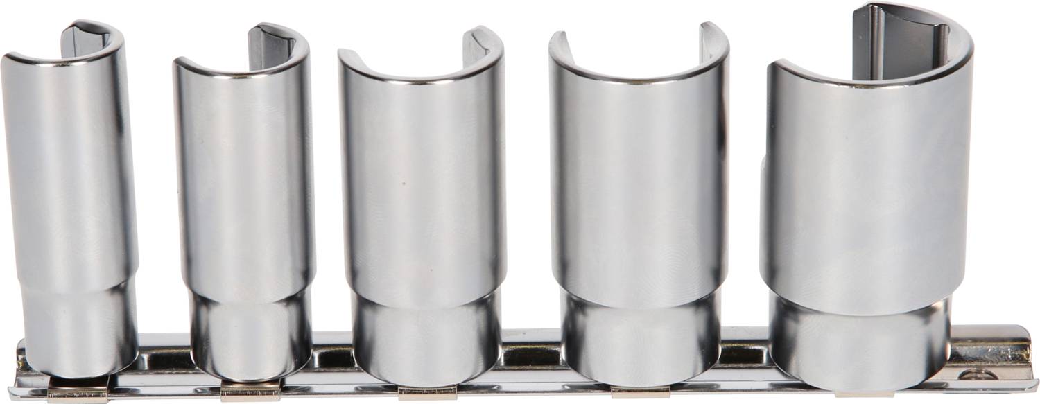 Metallsockel für Düsenhalter mit fünf unterschiedlich großen, silberfarbenen Halterungen, die nebeneinander angeordnet sind.