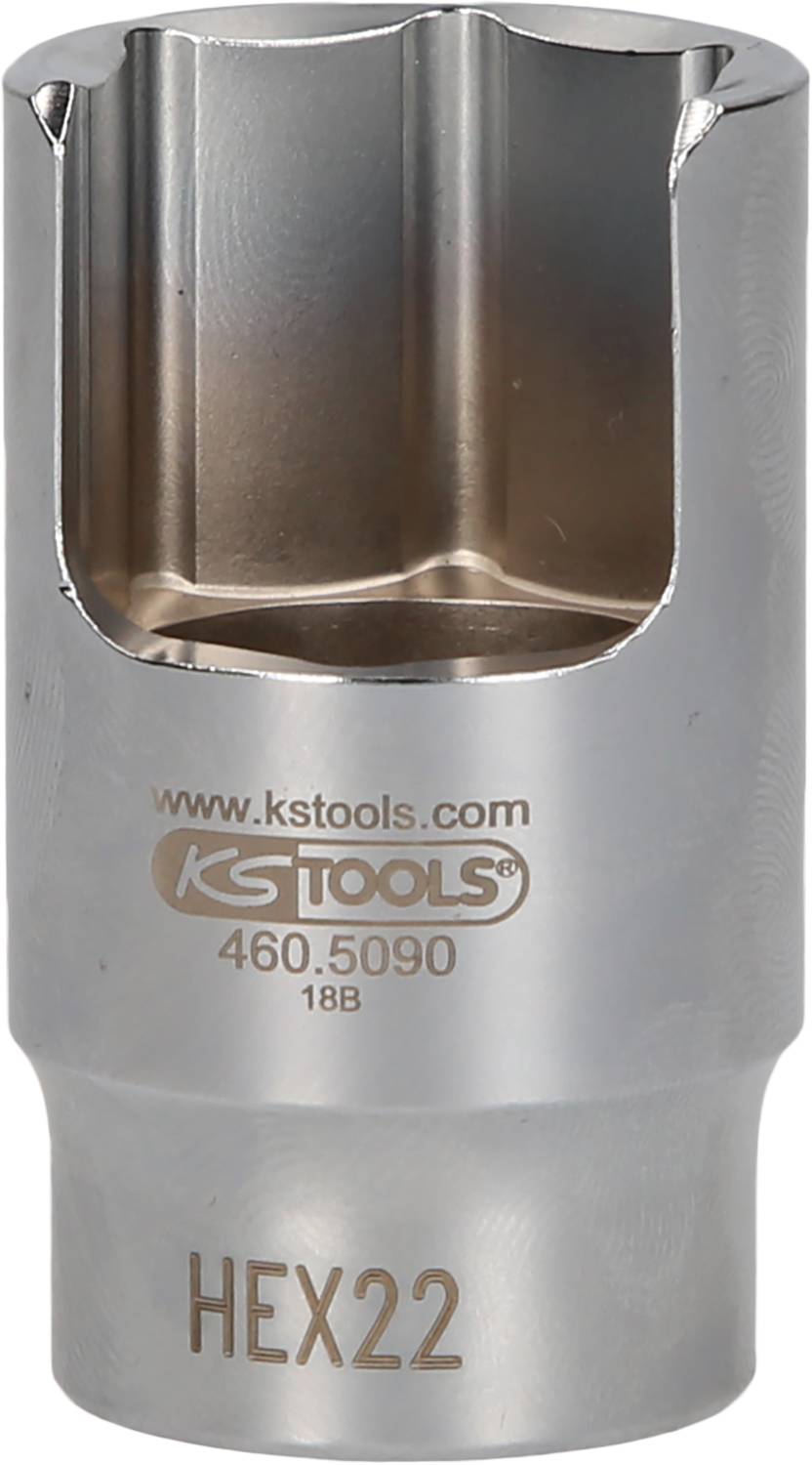 Metall-Steckschlüssel mit Aufschrift 'HEX22', Markenname 'KS Tools', Modellnummer '460.5090'.