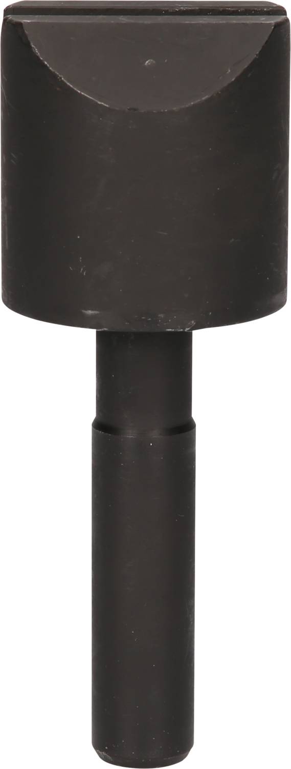 Ein schwarzes, zylinderförmiges Teil mit einem Griff, wahrscheinlich ein Werkzeugaufsatz oder Adapter.