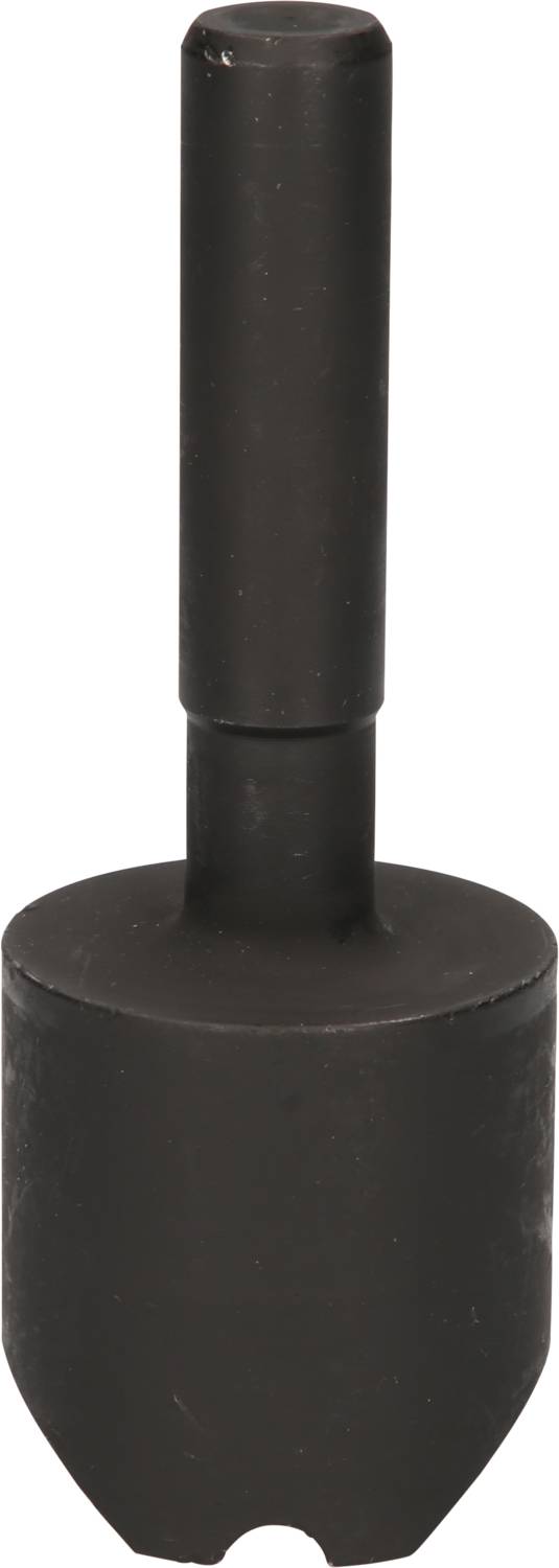 Schwarzer, zylindrischer Metallaufsatz mit langem Griff, vermutlich ein Werkzeugteil oder Adapter.