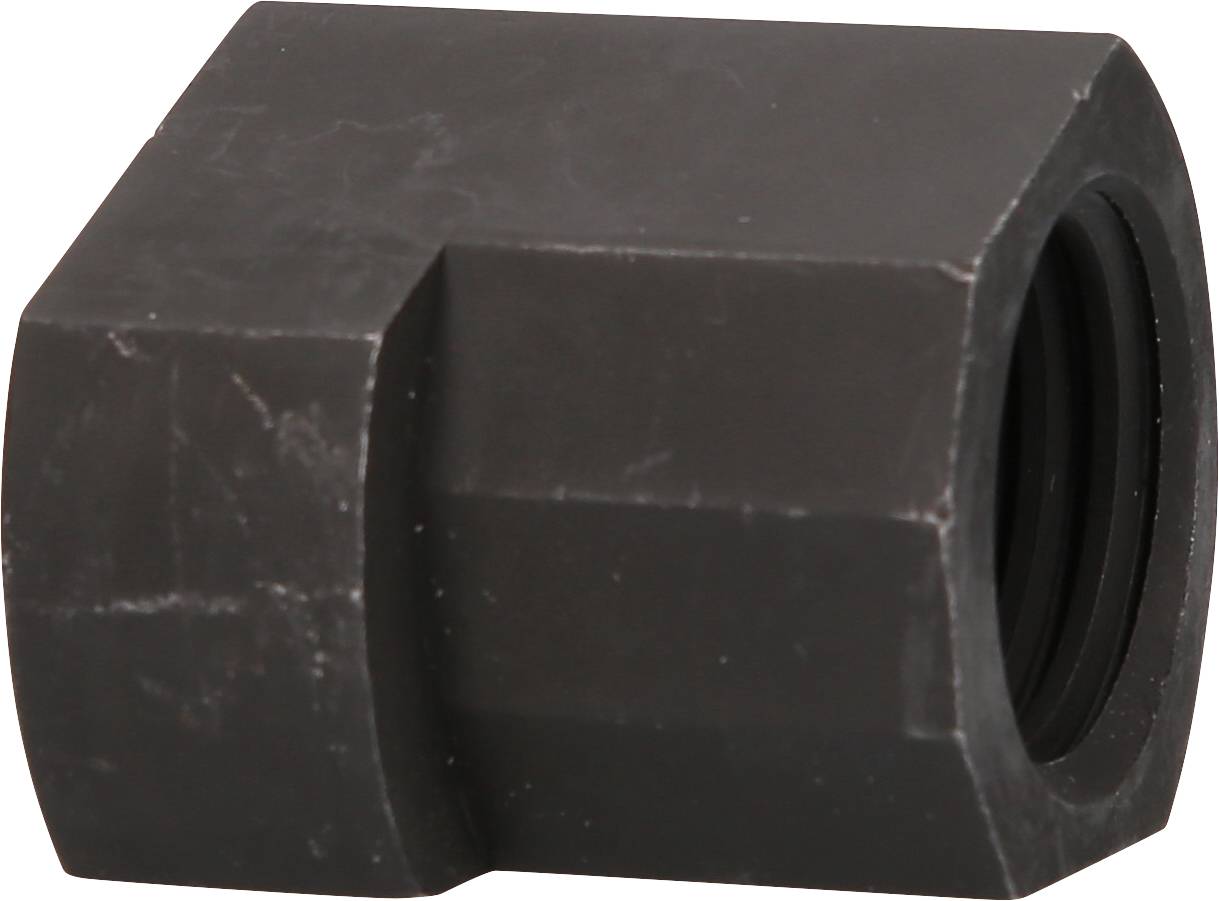 Schwarzes Metallsechskantrohr mit glatter Oberfläche.