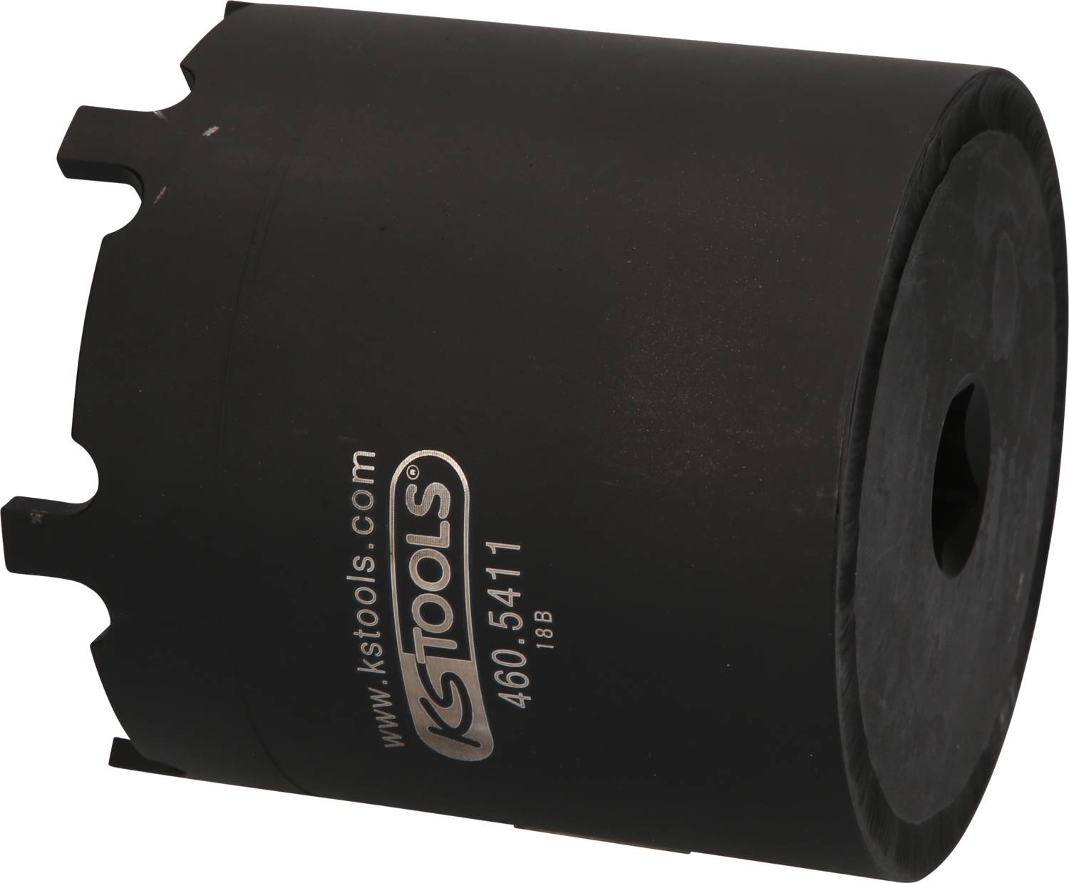 Schwarzer Lochbohrer von KS TOOLS mit Artikelnummer 460.5411. Zylindrische Form, geeignet für Metallbohrungen.