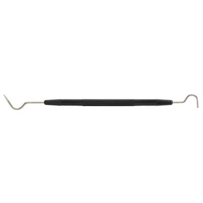 Doppelseitiges Zahnarztinstrument mit gebogenem Ende, verwendet zur Zahnreinigung und Plaqueentfernung.