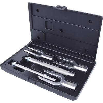Ein offener schwarzer Koffer enthält fünf verschiedene Schraubenzieher mit Metallschäften und -köpfen, die in geformten Aussparungen liegen.