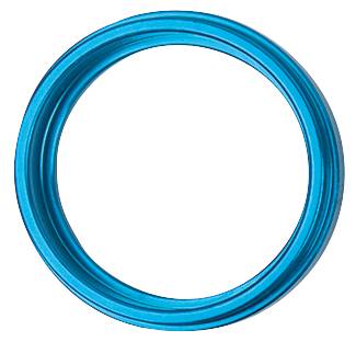 Ein blauer, kreisförmiger O-Ring auf weißem Hintergrund.