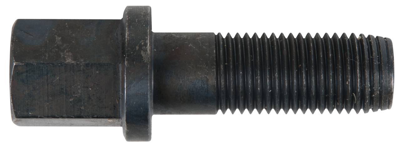 Schwarzer Schraubgewindebolzen aus Metall mit sechseckigem Kopf, geeignet für mechanische Anwendungen und Befestigungen.