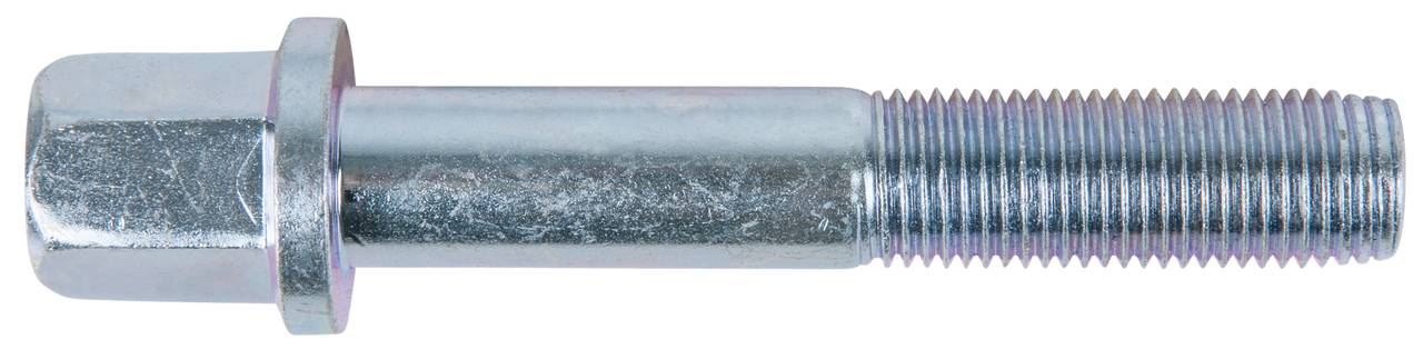 Metallschraube mit sechseckigem Kopf und Gewinde rechts, silberfarben, vor weißem Hintergrund.