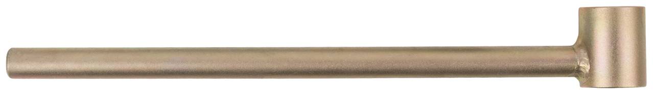 Langer, zylindrischer Metallstab mit seitlich angebrachtem Griff, ähnlich einem Hammer.