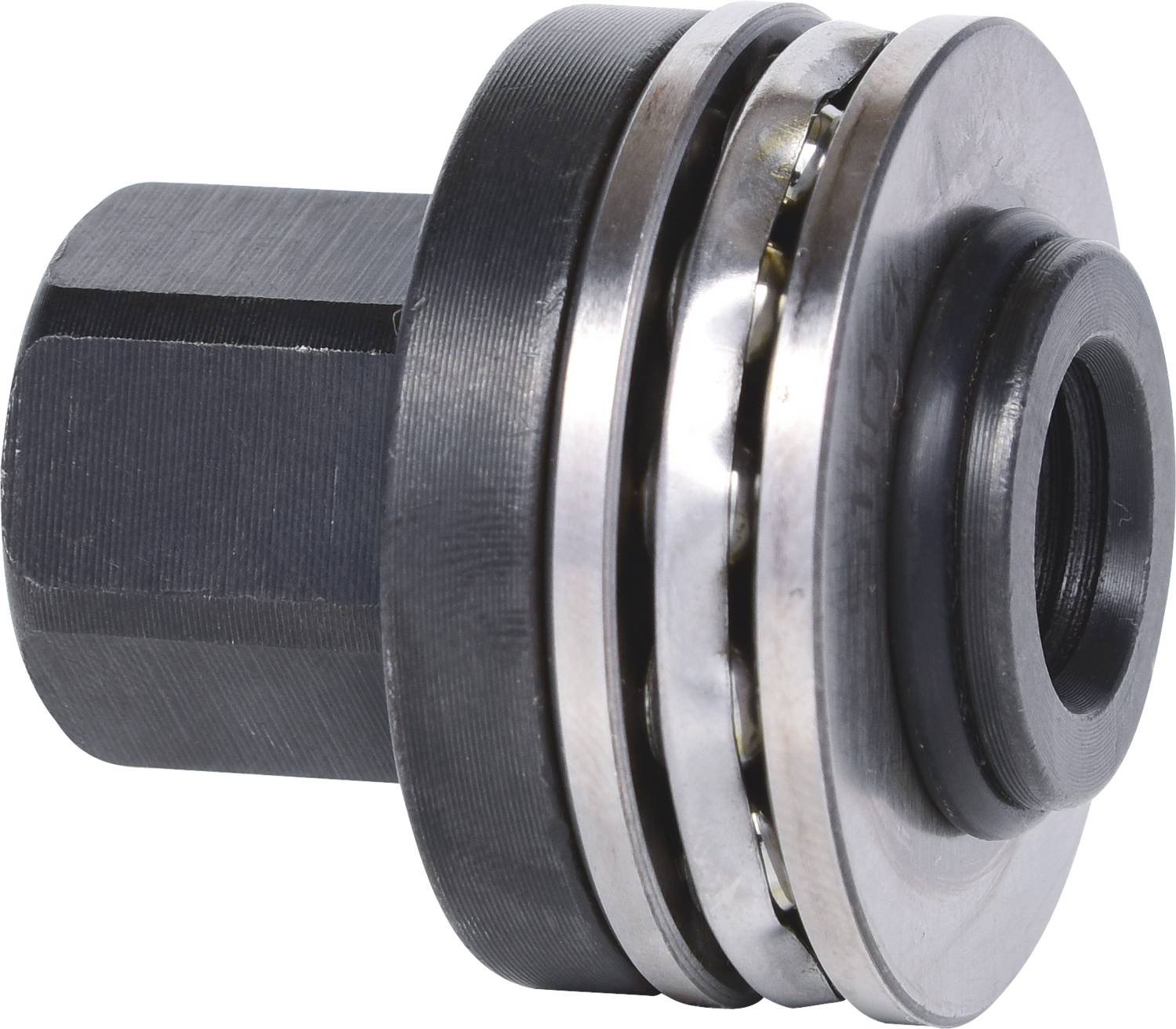 Metallisches Maschinenteil mit einem zylindrischen Kopf und mehreren schichtartigen Scheiben, vermutlich für mechanische Zwecke.
