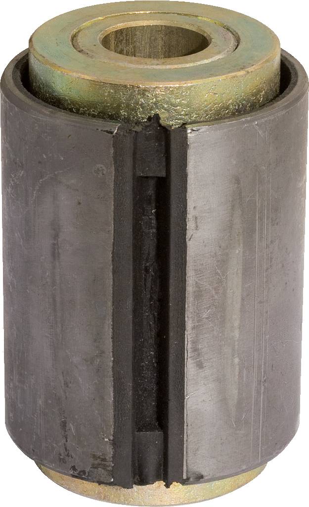 Metallbuchse mit Gummikomponente, zylindrische Form, verwendet zur Lärm- und Schwingungsdämpfung in Maschinen oder Fahrzeugen.