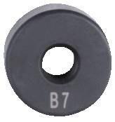 Runde schwarze Scheibe mit einem Loch in der Mitte, beschriftet mit 'B7'.