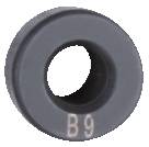 Schwarzer Ring mit der Aufschrift 'B9' am unteren Rand.