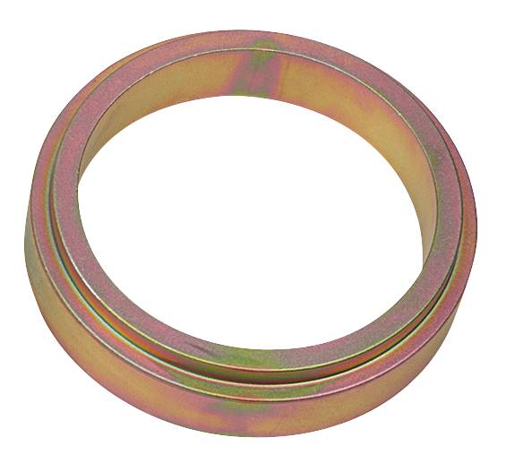 Metallring in schillernden Regenbogenfarben, flach liegend, mit glatter Oberfläche und leichtem Schimmer.
