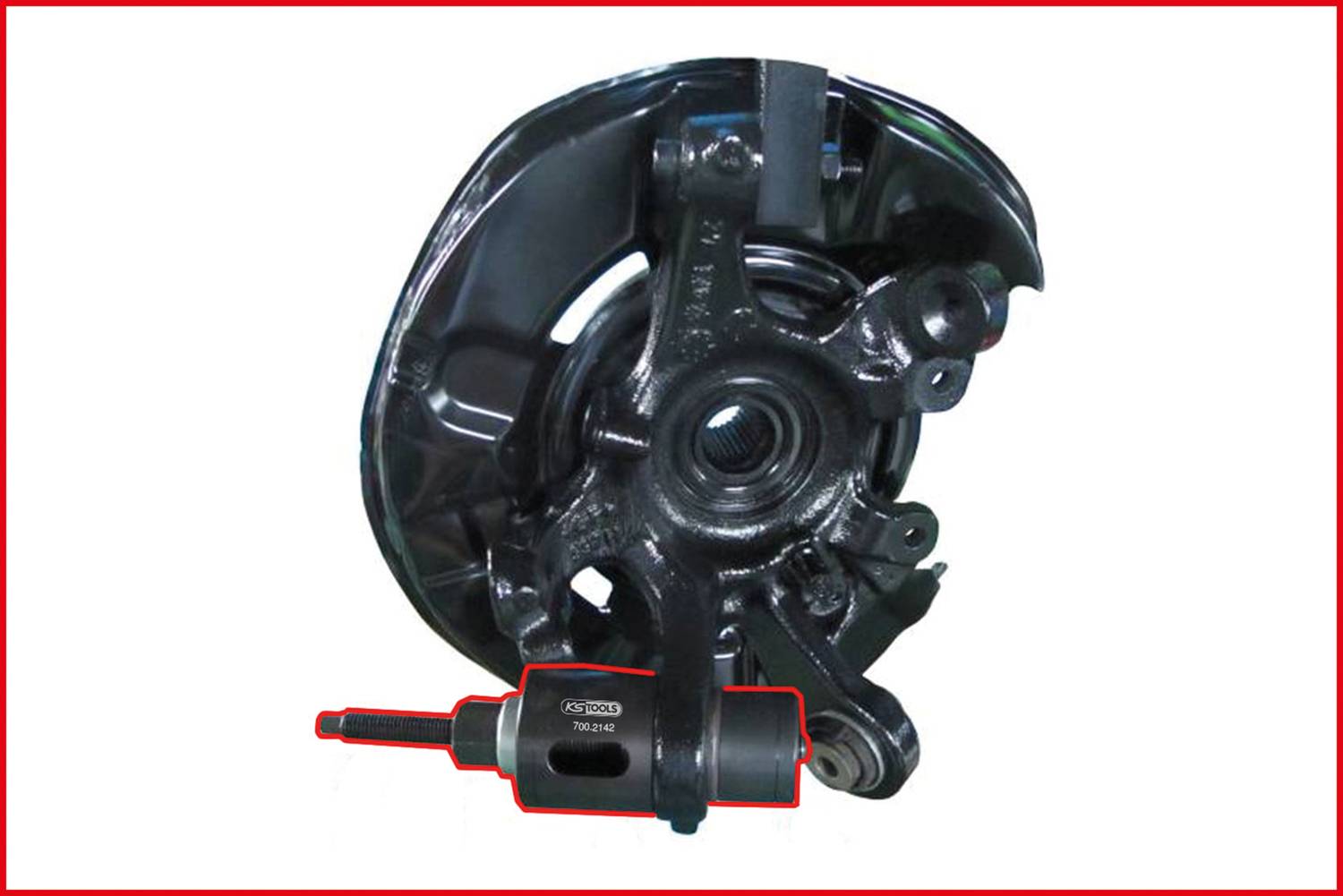 'Lenkstockhebel mit montiertem Traggelenk und Lenkhebel' in einer technischen Fahrzeugkomponente dargestellt.