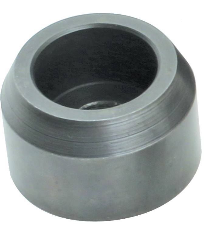 Ein zylindrisches Metallteil mit einem breiten, vertieften Zylinderdurchmesser oben, vermutlich eine technische Komponente oder ein Maschinenteil.