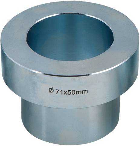 Metallring mit zylindrischem Innenraum und eingravierter Aufschrift 'Ø 71x50mm'.