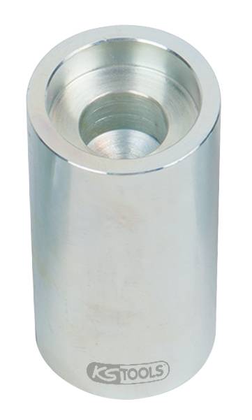 Silberne zylindrische Metallhülse mit einer Öffnung oben, verwendet als Werkzeugaufsatz.