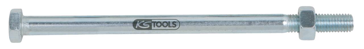 Eine lange, silberne Schraube mit Sechskantkopf und Gewinde, auf der 'KS TOOLS' steht.