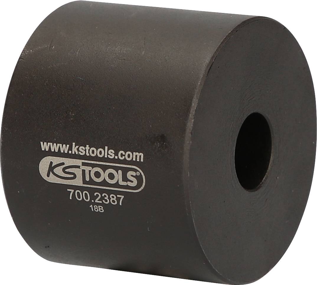 'KS Tools' zylindrisches Werkzeugteil mit Loch in der Mitte, Produktnummer 700.2387, auf der Oberfläche bedruckt.