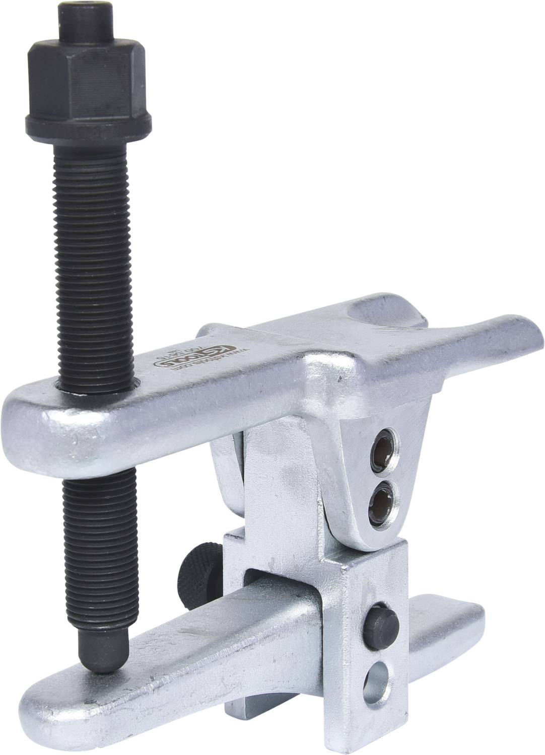 Metallischer Kugelgelenkabzieher mit verstellbarer Spindel. Wird verwendet, um Kugelgelenke in Fahrzeugen bequem und effizient zu entfernen.