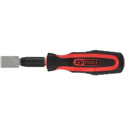 Werkzeug mit schwarzem Griff und rotem Akzent, Klingenaufsatz vorne, "KS Tools"-Logo auf dem Griff. Geeignet für Heimwerkerarbeiten.