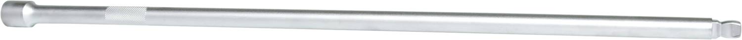 Ein langer, silberner Metallstab mit einem schmalen zylindrischen Design.
