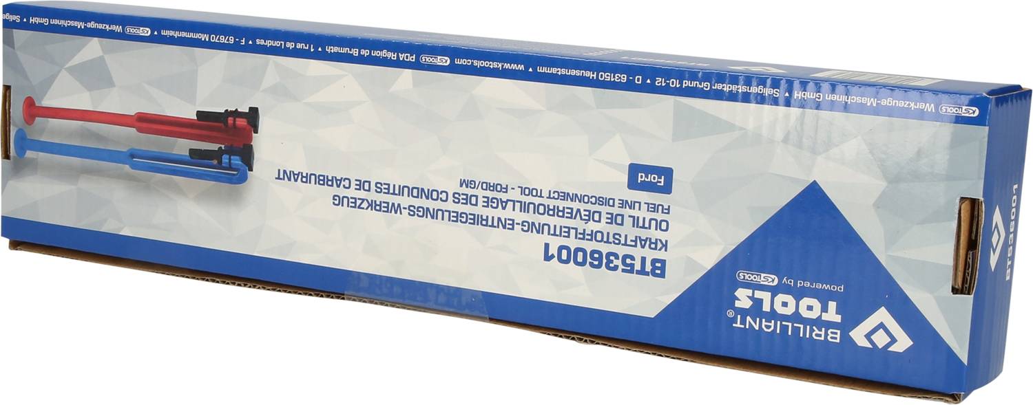'Brilliant Tools' Kartuschenpresse Verpackung mit blauer und roter Kartuschenpresse abgebildet auf der Vorderseite der Schachtel.
