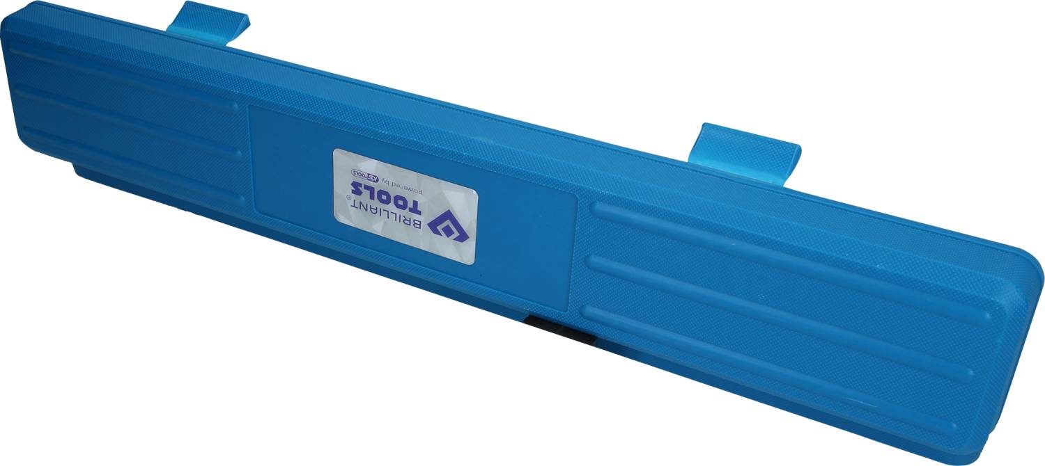 Ein blaues Gehäuse mit einem zentralen Etikett. Es könnte ein Werkzeugkasten oder ein Aufbewahrungsbehälter sein.