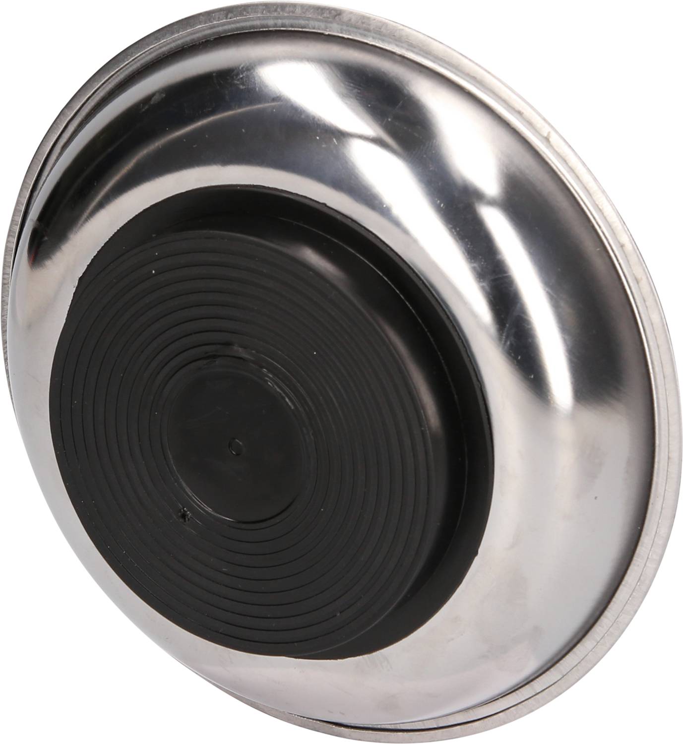 Metallklingel in ovaler Form mit zentraler, schwarzer geriffelter Fläche.