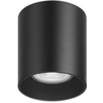 Schwarze zylindrische Deckenleuchte mit sichtbarem LED-Leuchtmittel, geeignet zur modernen Innenbeleuchtung.