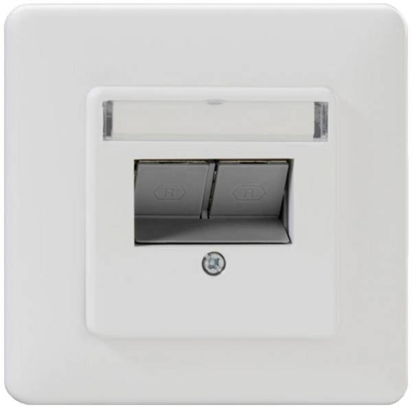 Rutenbeck UM-Cat.6A#139112071 Netzwerkdose Unterputz Einsatz mit Zentralplatte und Rahmen   Weiß
