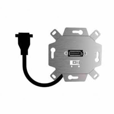Ein USB-Buchsenmodul mit Metallblende und schwarzem Kabel, geeignet für die Wandmontage.