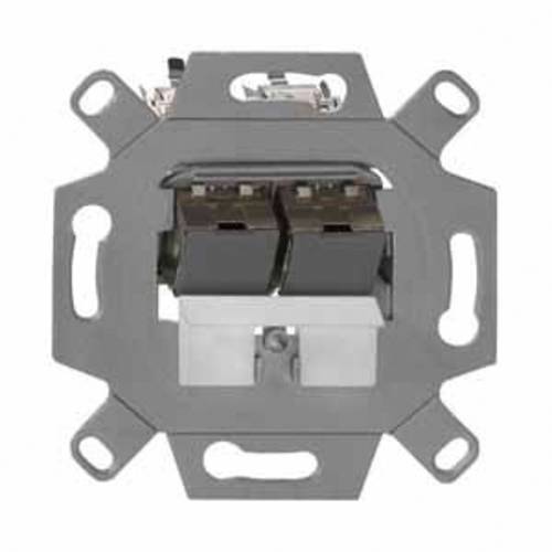 Rutenbeck UM-Cat.6A#139104032 Netzwerkdose Unterputz Einsatz mit Zentralplatte und Rahmen Grau