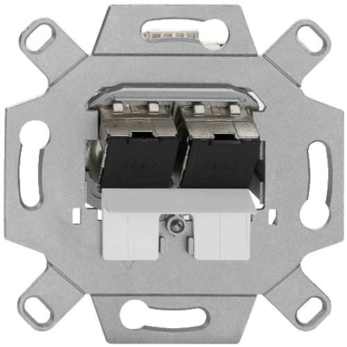 Rutenbeck UM-Cat.6A#139104072 Netzwerkdose Unterputz Einsatz mit Zentralplatte und Rahmen Grau